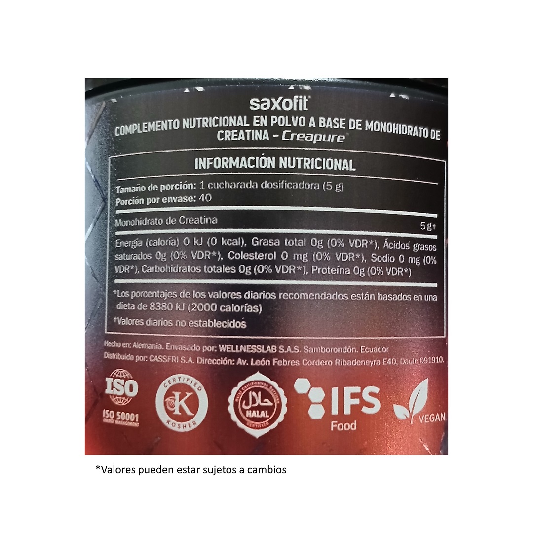 Saxofit Creatina Creapure 200 Gr MM