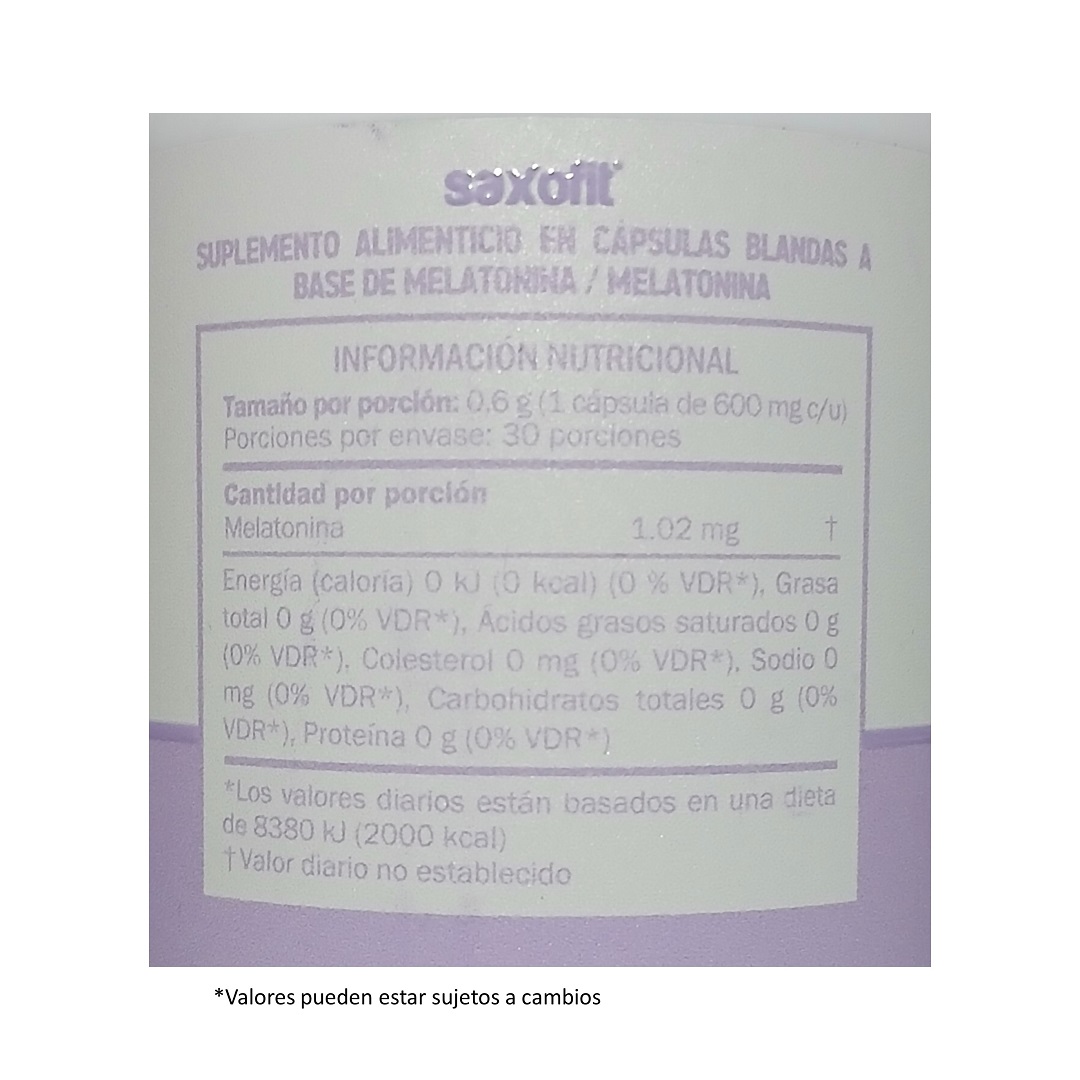 Saxofit Melatonina 30 Cap.