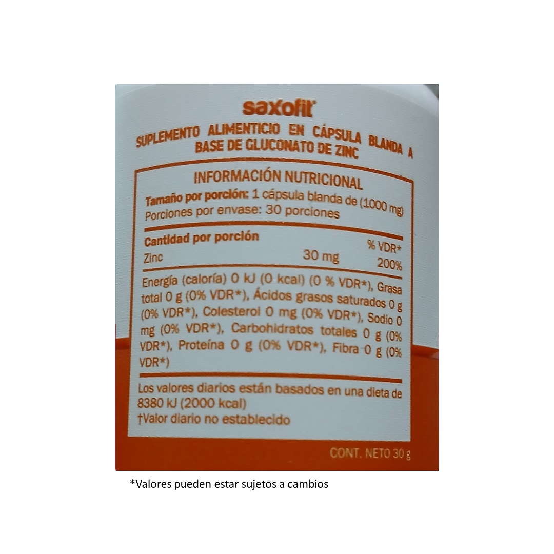 Saxofit Zinc 30 Cap.